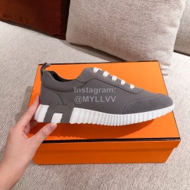 Hermes Autumn Winter Couple Retro Gray Sneakers