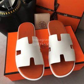 Hermes Summer Color Matching Slippers For Men White