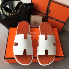 Hermes Summer Color Matching Slippers For Men White