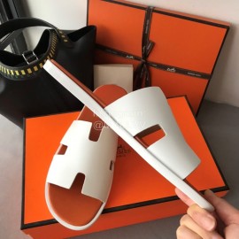 Hermes Summer Color Matching Slippers For Men White