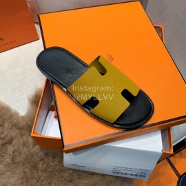Hermes Summer Classic Flat Heel Slippers For Men Yellow