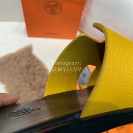 Hermes Summer Classic Flat Heel Slippers For Men Yellow