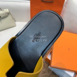 Hermes Summer Classic Flat Heel Slippers For Men Yellow