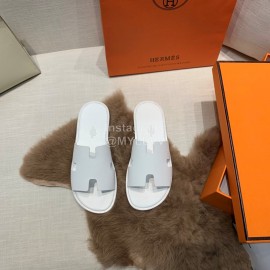 Hermes Summer Classic Flat Heel White Slippers For Men