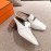 Hermes Autumn Winter Leather Muller High Heel Shoes White