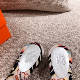 Hermes Autumn Winter Fashion Mink Hair Slippers Gray