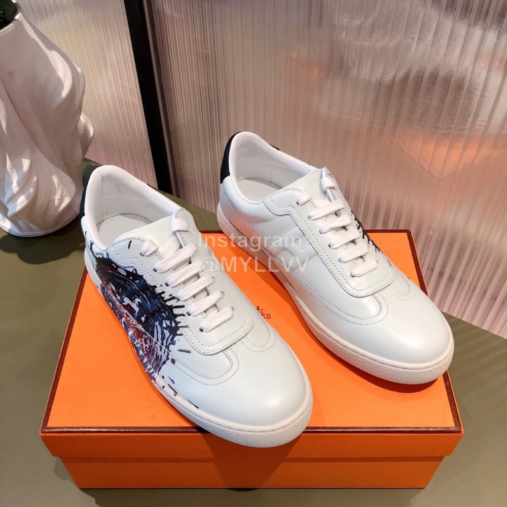 Hermes Leather Casual Lace Up Shoes For Men And Women 