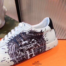 Hermes Leather Casual Lace Up Shoes For Men And Women 