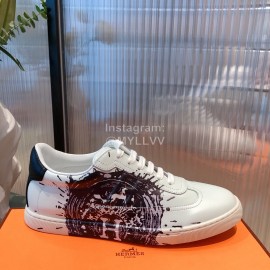 Hermes Leather Casual Lace Up Shoes For Men And Women 