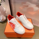 Hermes Leather Casual Lace Up Shoes For Men And Women Red