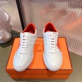 Hermes Leather Casual Lace Up Shoes For Men And Women Red