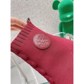 Hermes Autumn Thick High Heeled Socks Boots For Women Red