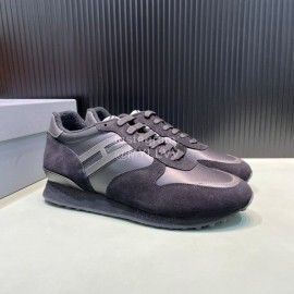 Hogan Black Calf Leather Casual Sneakers For Men
