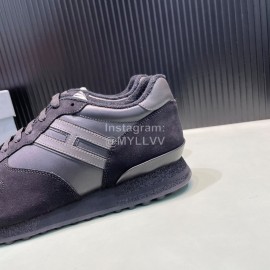 Hogan Black Calf Leather Casual Sneakers For Men