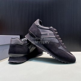 Hogan Black Calf Leather Casual Sneakers For Men