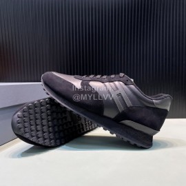 Hogan Black Calf Leather Casual Sneakers For Men