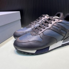 Hogan Calf Leather Casual Sneakers For Men Blue