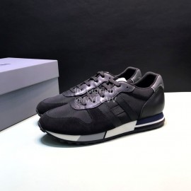Hogan Cowhide Mesh Casual Sneakers For Men Black