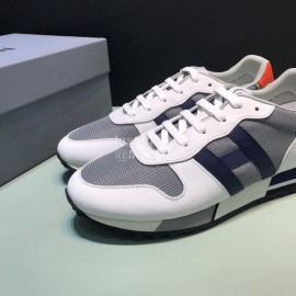 Hogan Cowhide Mesh Casual Sneakers For Men White