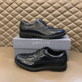 Hogan Carved Cowhide Lace Up Shoes For Men Black