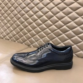 Hogan Carved Cowhide Lace Up Shoes For Men Black