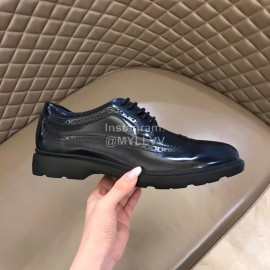 Hogan Carved Cowhide Lace Up Shoes For Men Black