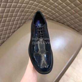 Hogan Carved Cowhide Lace Up Shoes For Men Black