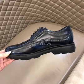 Hogan Carved Cowhide Lace Up Shoes For Men Black