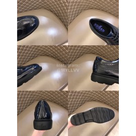 Hogan Carved Cowhide Lace Up Shoes For Men Black