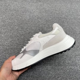 Hogan Hyperlight Suede Calfskin Mesh Sneakers For Men White