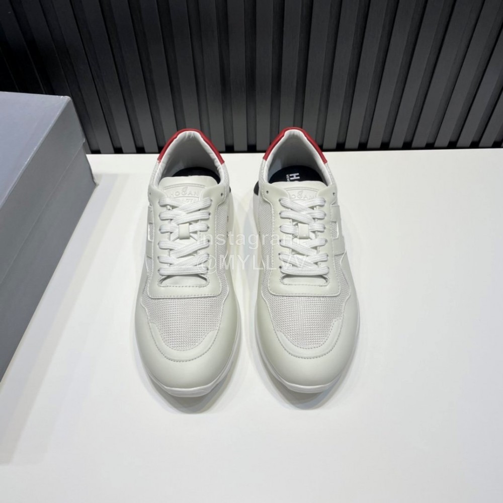 Hogan Soft Calfskin Mesh Thick Soled Sneakers For Men 