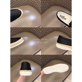 Hogan Lychee Pattern Cowhide Hemp Rope Sole Loafers For Men