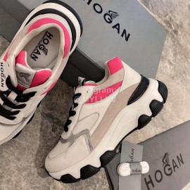Hogan Fashion Thick Soled Sneakers For Women Rose Red