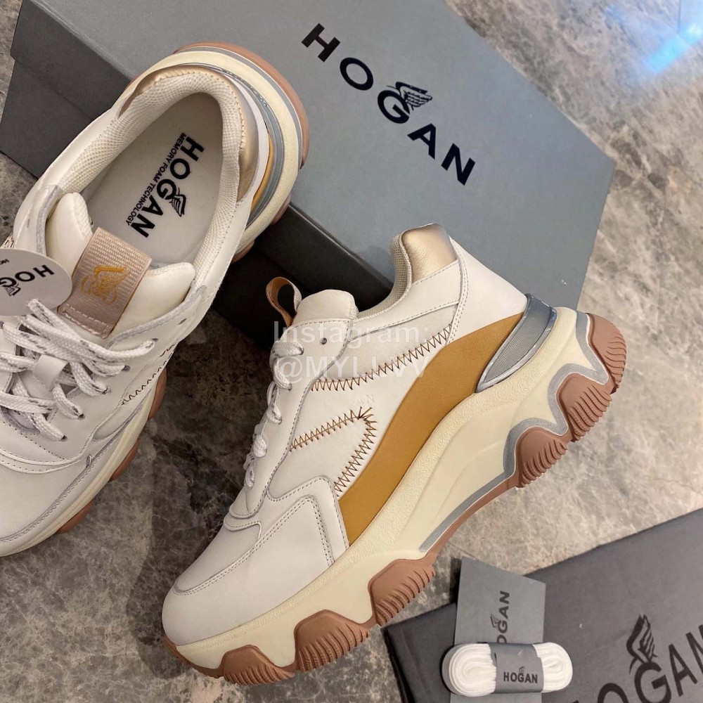 Hogan Fashion Thick Soled Sneakers For Women Brown