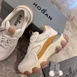 Hogan Fashion Thick Soled Sneakers For Women Brown