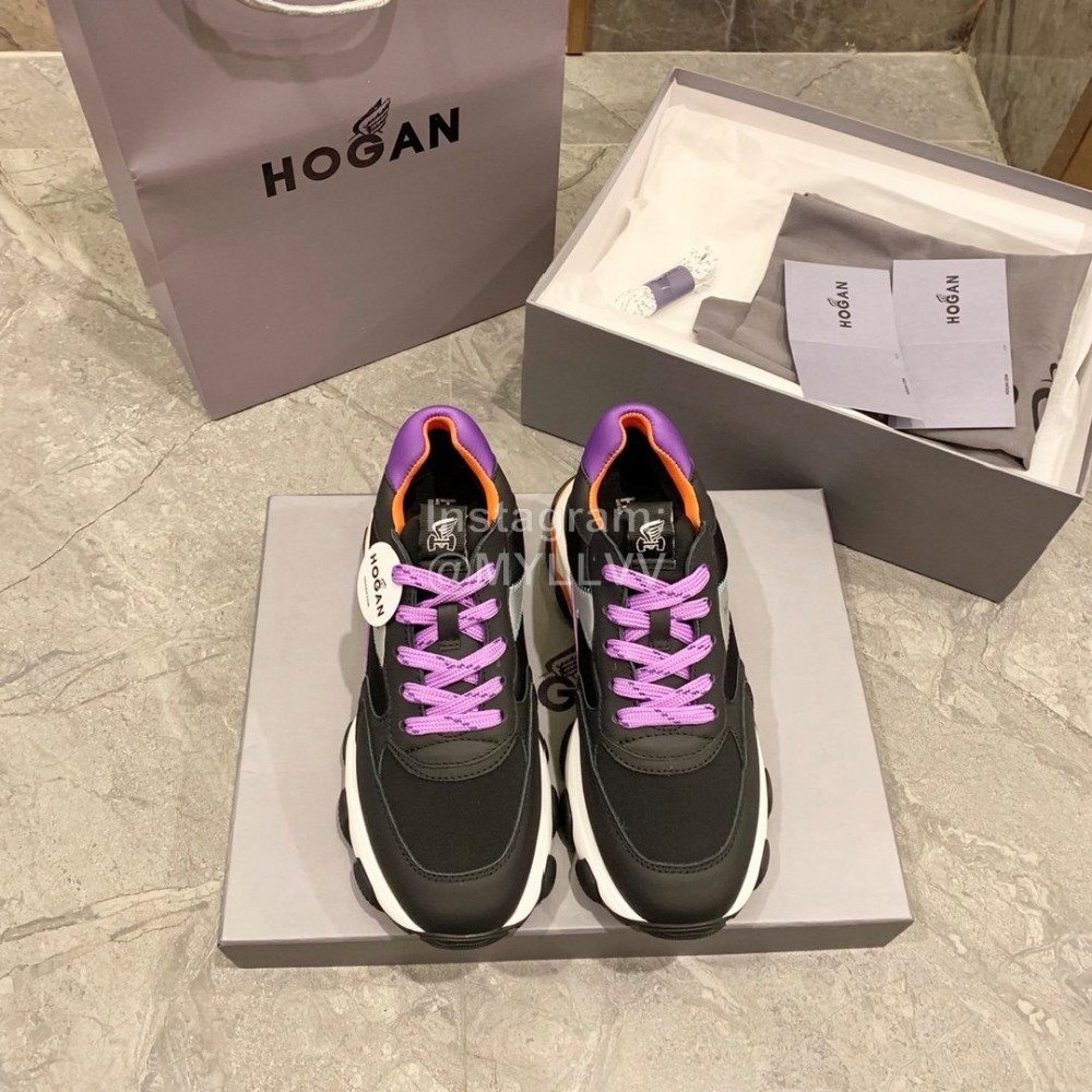 Hogan Fashion Winter Autumn Color Matching Thick Soled Sneakers For Women Black