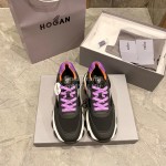Hogan Fashion Winter Autumn Color Matching Thick Soled Sneakers For Women Black