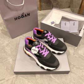 Hogan Fashion Winter Autumn Color Matching Thick Soled Sneakers For Women Black