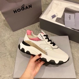Hogan Fashion Winter Autumn Color Matching Thick Soled Sneakers For Women White