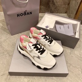 Hogan Fashion Winter Autumn Color Matching Thick Soled Sneakers For Women White