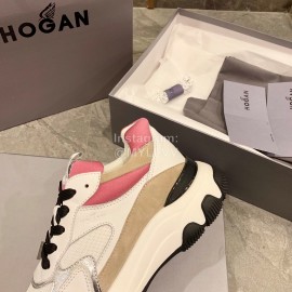 Hogan Fashion Winter Autumn Color Matching Thick Soled Sneakers For Women White