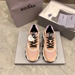 Hogan Fashion Winter Autumn Color Matching Thick Soled Sneakers For Women Pink