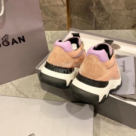 Hogan Fashion Winter Autumn Color Matching Thick Soled Sneakers For Women Pink