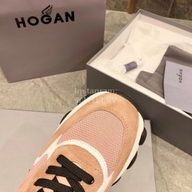 Hogan Fashion Winter Autumn Color Matching Thick Soled Sneakers For Women Pink