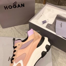 Hogan Fashion Winter Autumn Color Matching Thick Soled Sneakers For Women Pink
