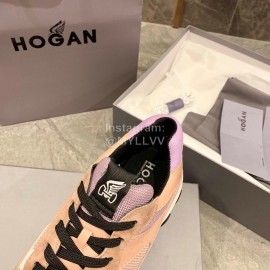 Hogan Fashion Winter Autumn Color Matching Thick Soled Sneakers For Women Pink