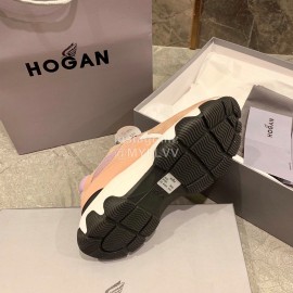 Hogan Fashion Winter Autumn Color Matching Thick Soled Sneakers For Women Pink