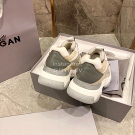 Hogan Fashion Winter Autumn Color Matching Thick Soled Sneakers For Women Beige