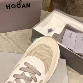 Hogan Fashion Winter Autumn Color Matching Thick Soled Sneakers For Women Beige