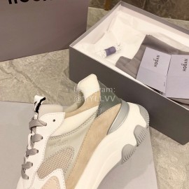 Hogan Fashion Winter Autumn Color Matching Thick Soled Sneakers For Women Beige